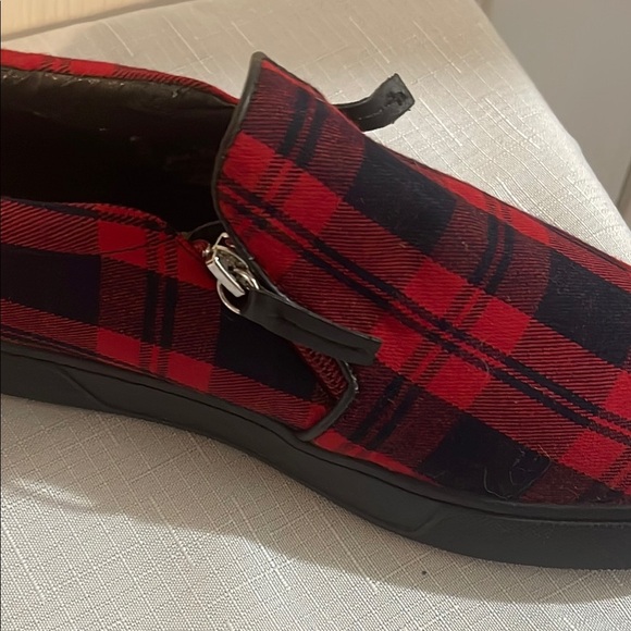 Volatile Red and Black Plaid Ankle Booties - Picture 6 of 12